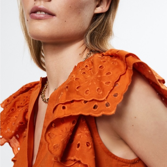 NWT Mango cute eyelet top button down cotton blouse - Picture 4 of 8